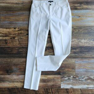 Lafayette 148 New York Slim Fit High Rise Ankle Jeans Zip Stretch White